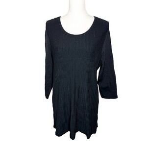 Voyage by Marina Rinaldi Black Pleated Knit Sweater Medium